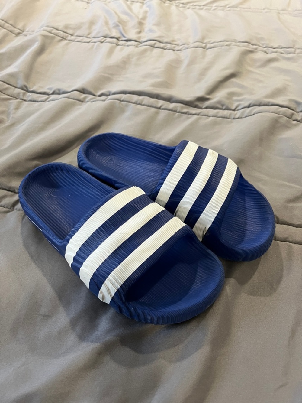 Adidas Blue and White Slide Sandals